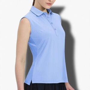 Sleeveless Blue Polo Top